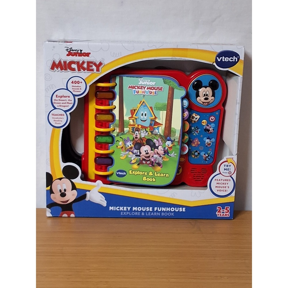 VTech Mickey Mouse Funhouse Explore & Learn Book, 14 Pages, Disney, Brand New!‎